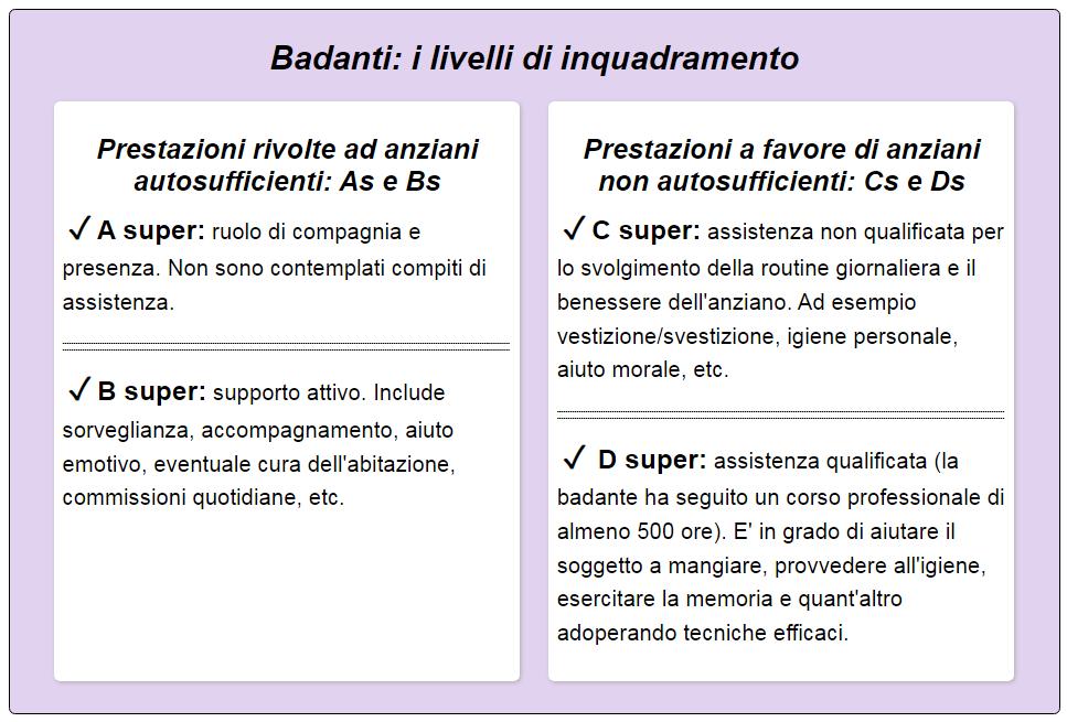 inquadramento assistenti familiari brescia livelli CCNL delle assistenti familiari attive a brescia